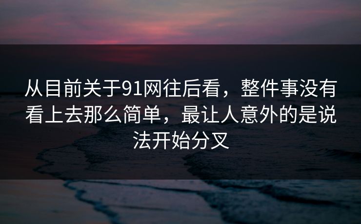 从目前关于91网往后看，整件事没有看上去那么简单，最让人意外的是说法开始分叉  第1张