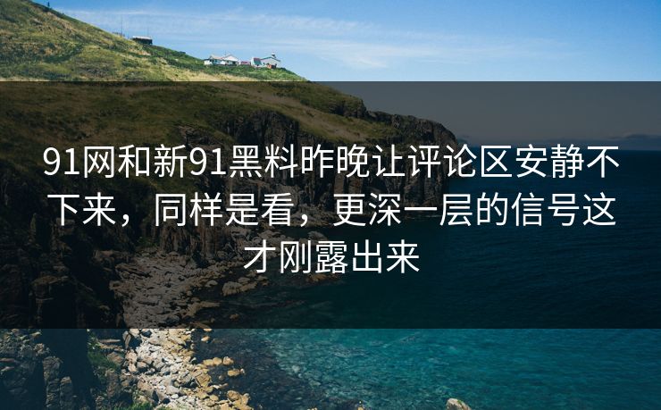 91网和新91黑料昨晚让评论区安静不下来，同样是看，更深一层的信号这才刚露出来  第1张