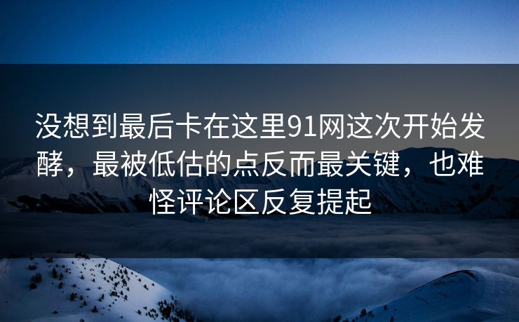 没想到最后卡在这里91网这次开始发酵，最被低估的点反而最关键，也难怪评论区反复提起  第1张